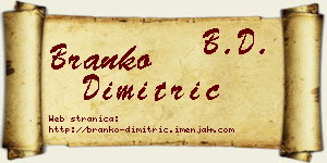 Branko Dimitrić vizit kartica